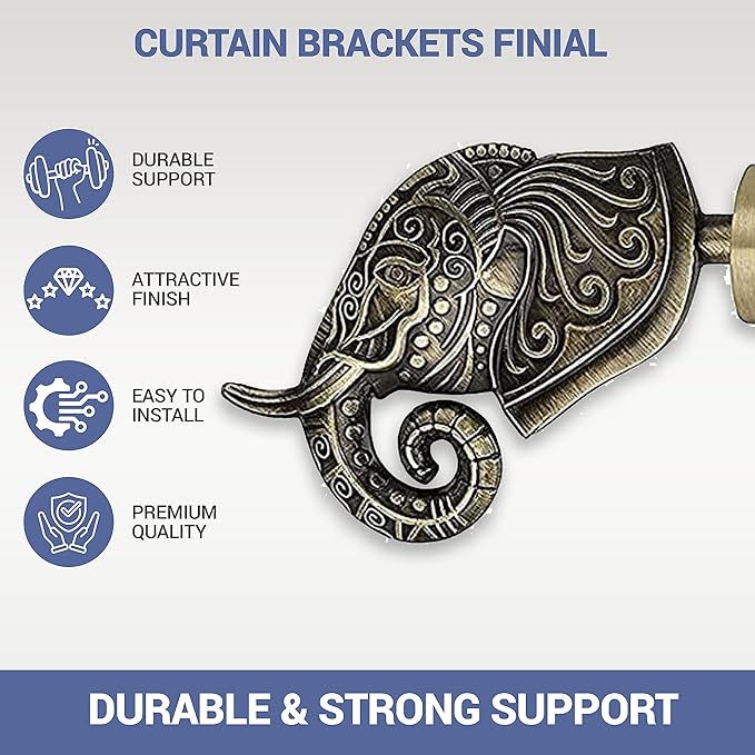 Antique Hathi shape Rajwada Royal Aluminium Curtain Bracket with Fitting Accessories