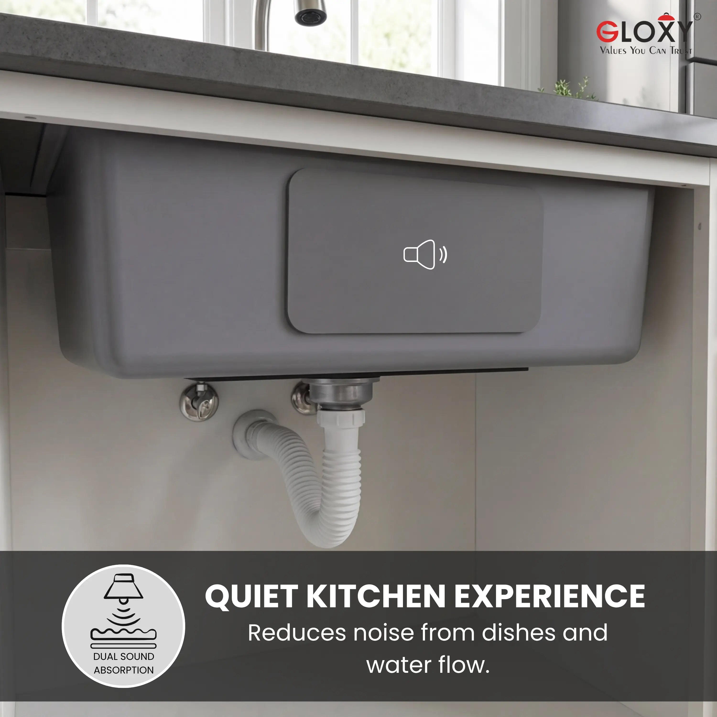 GLOXY Handmade Stainless Steel Single Bowl Kitchen Sink 18 x 24 Inch– Grey