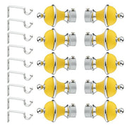 Gloxy Manjira Shape Stainless Steel & ABS Curtain Rod Finials with Support– Yellow 5 Pair