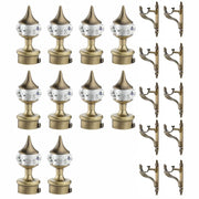 Gloxy Single Diamond Aluminium Curtain Rod Finials with Support– Antique 5 Pair