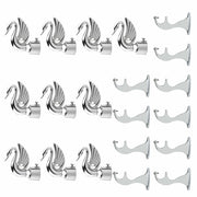 Gloxy Swan Bird Shape Aluminium Curtain Rod Finials with Support– Silver 5 Pair