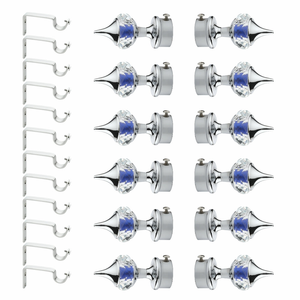Blue Single Diamond Aluminium Curtain Bracket with Support