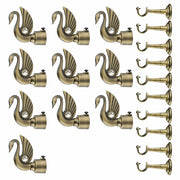 Gloxy Swan Bird Design Aluminium Curtain Rod Finials with Support–Silver 5 Pair