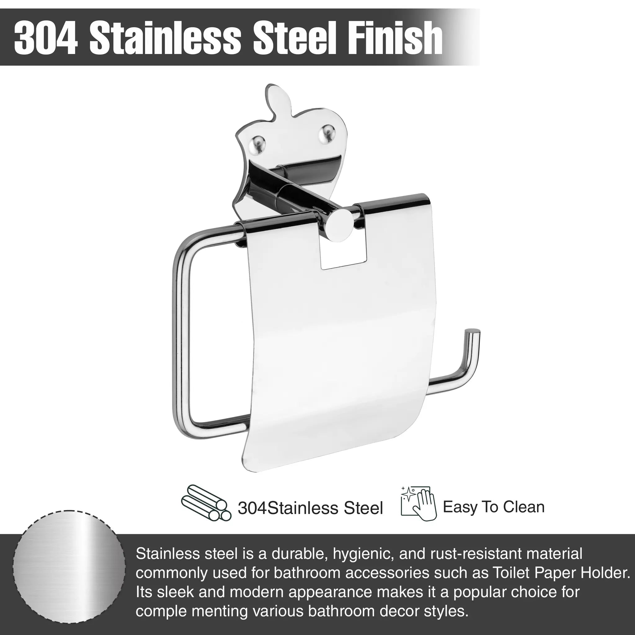 Apple Shape Stainless Steel SS304 Toilet Paper Holder (19 X 7 Centimeters, Silver)-by GLOXY®