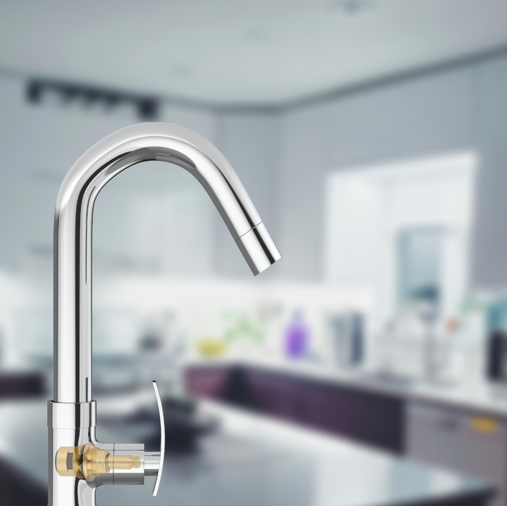 Chrome Finish Deck Mount Swan Neck Brass 360 Swivel Pillar Tap