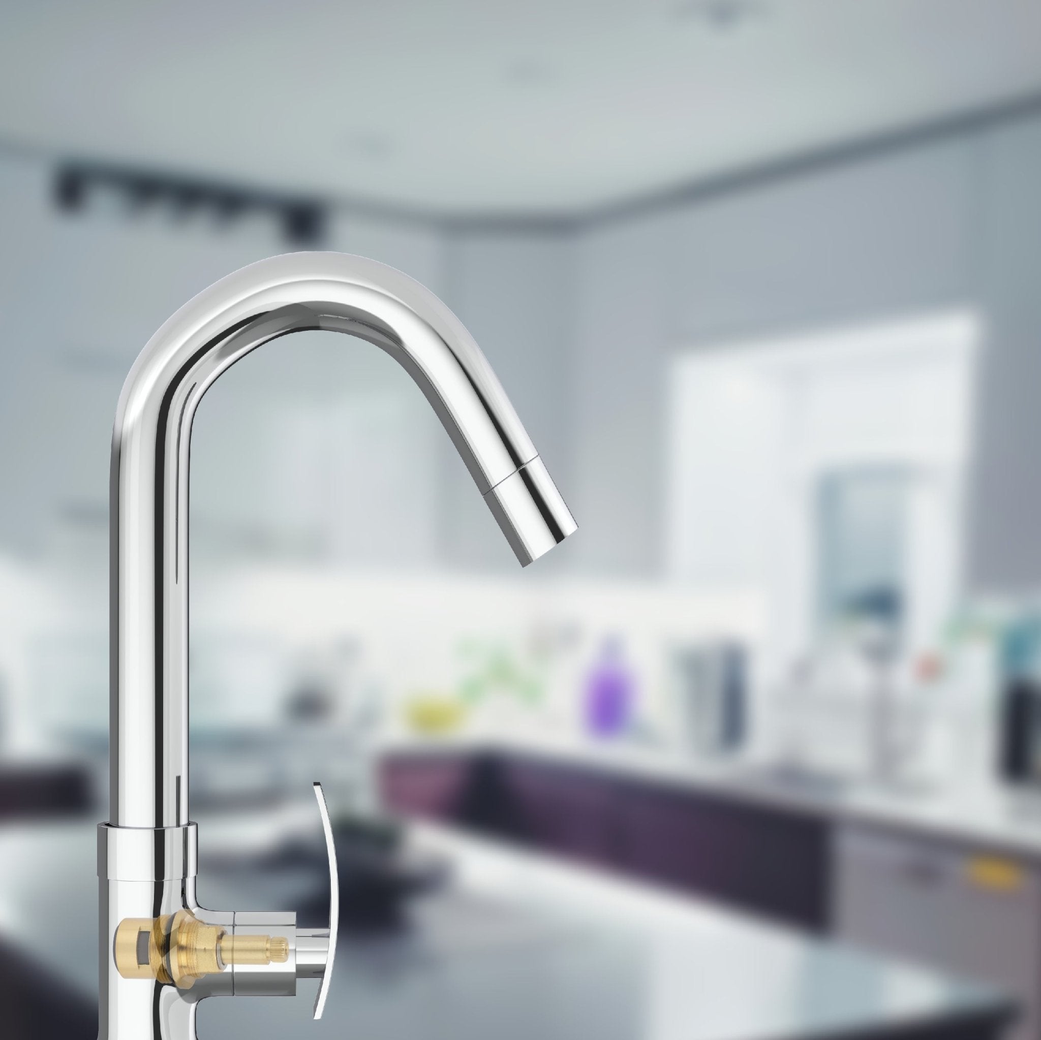 Chrome Finish Deck Mount Swan Neck Brass 360 Swivel Pillar Tap