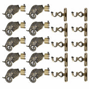 Gloxy Rajwada Royal Aluminium Curtain Rod Finials with Support– Antique 5 Pair