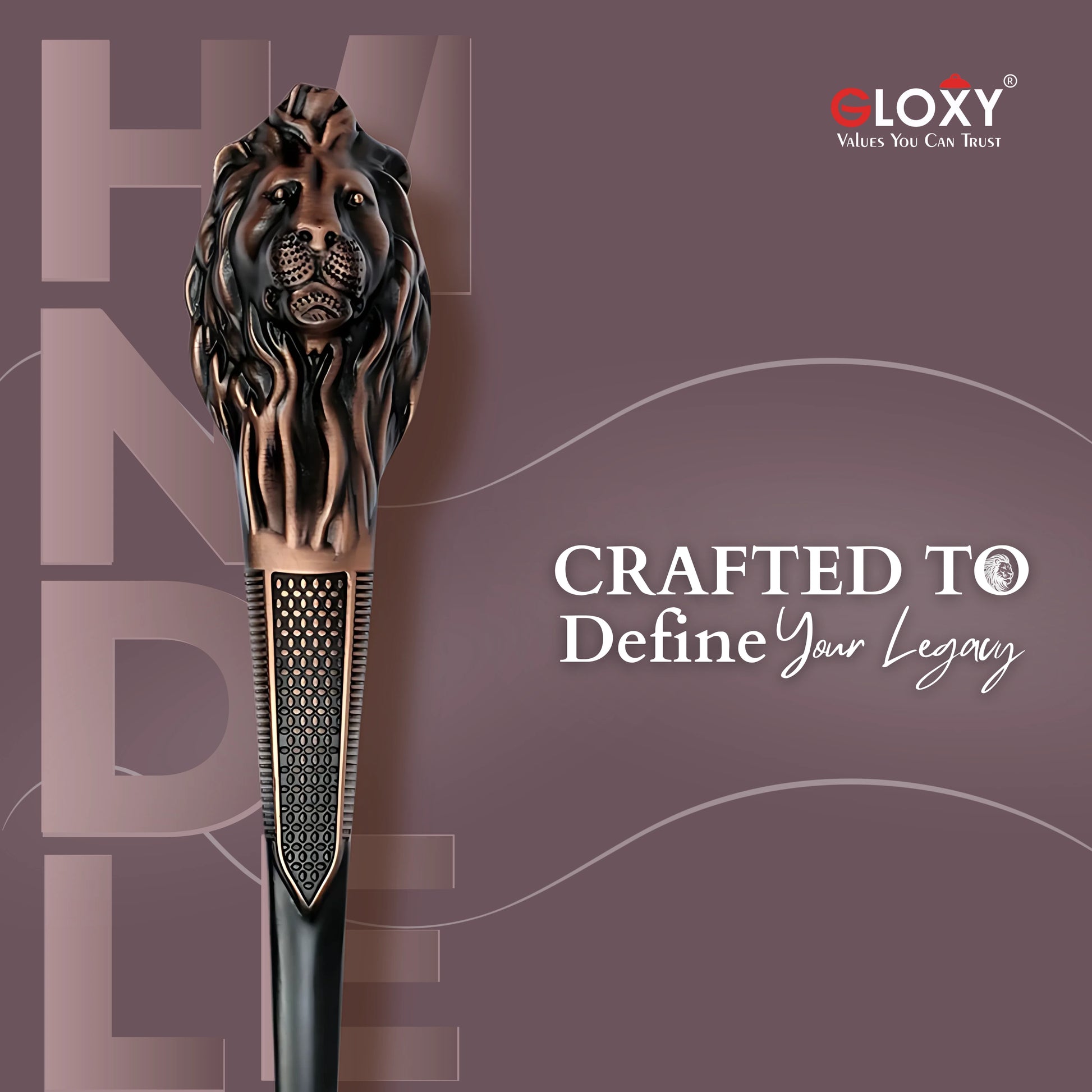 Gloxy Lion Shape Aluminium Antique Main Door Handle 15 Inch -Copper Black