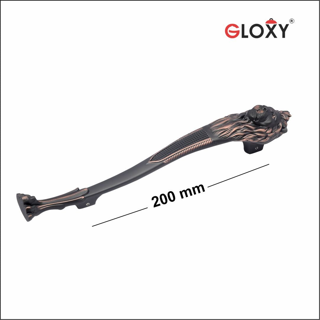 gloxy lion shape aluminium main door handle 12 inch copper black