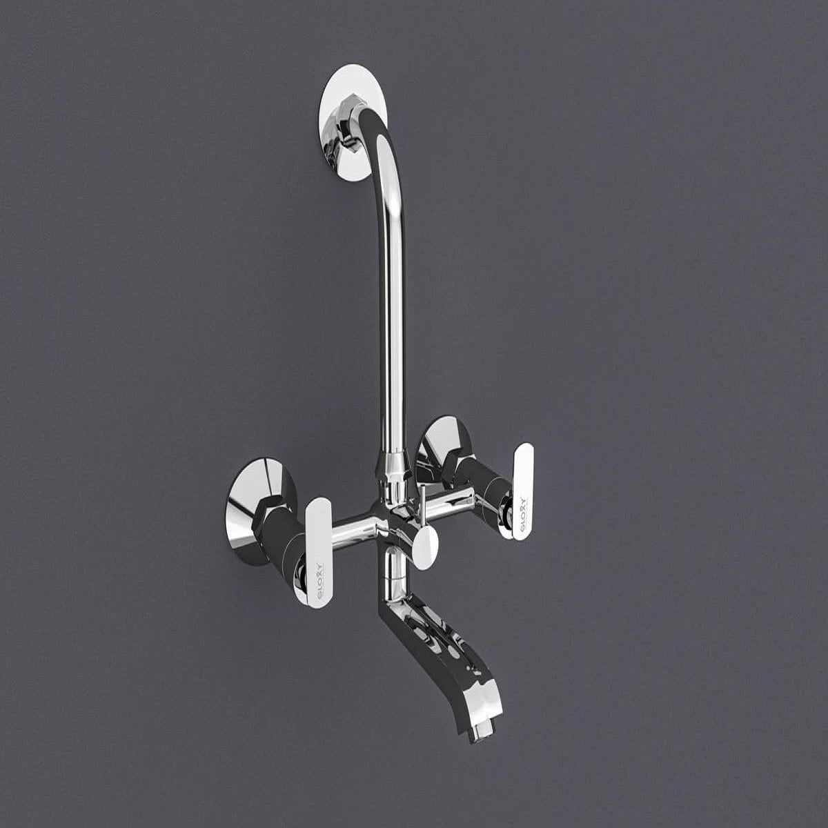 Chrome Finish Wall Mixer L Bend Brass Faucet Tap Cock with Double Handle Hot & Cold Water for Bathroom, Kitchen & Showers (Jet+)-by GLOXY®