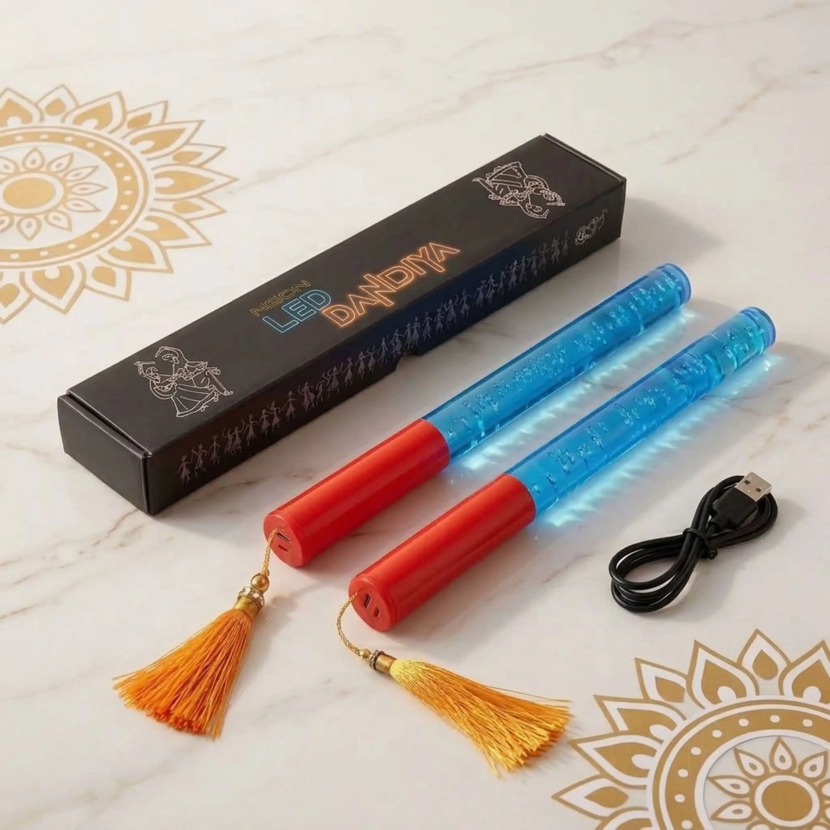 Single Colour LED Dandiya Sticks for Garba & Navratri – Battery Operated Light Up Dandiya | Blue