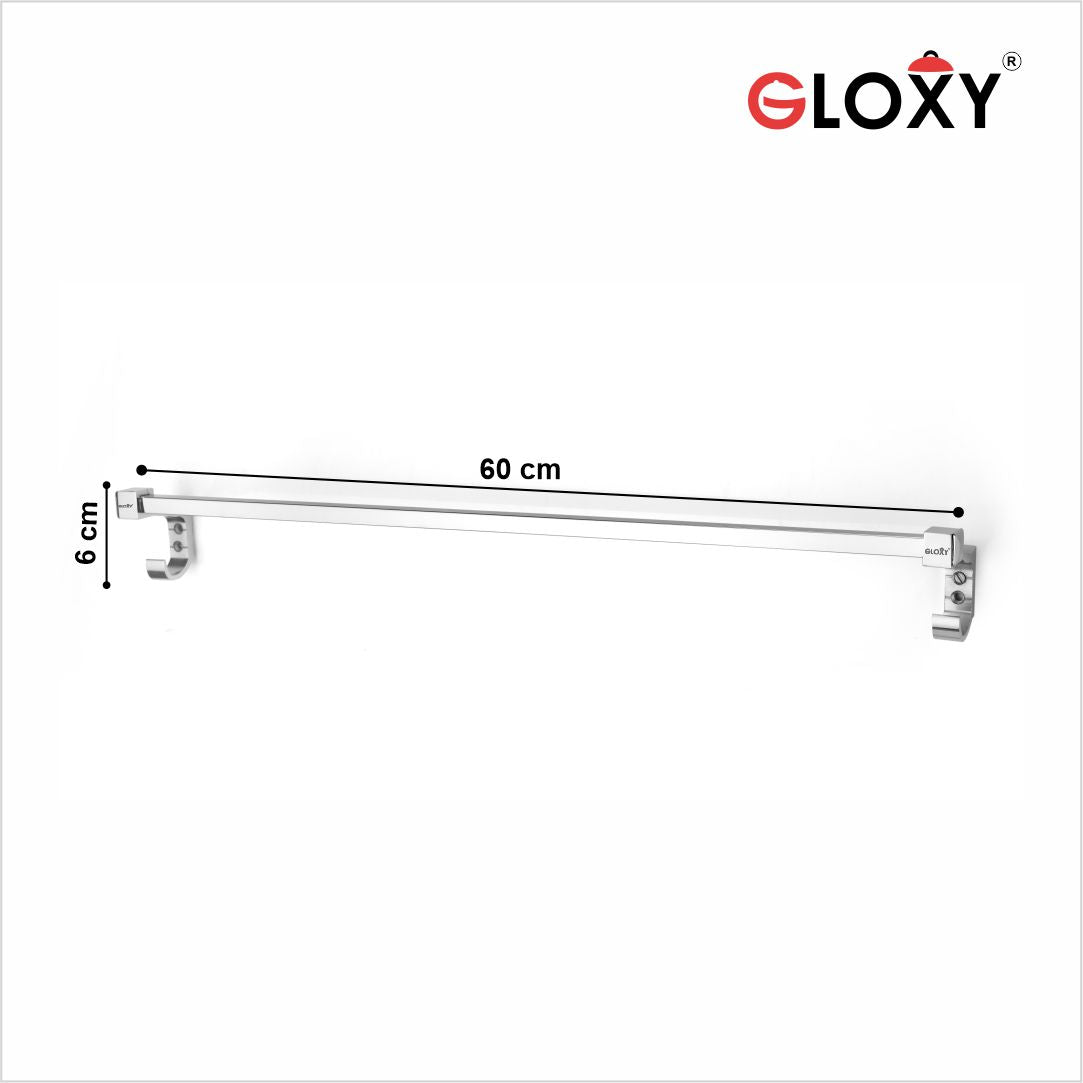 60cm long towel rod with 2 hook in white background with gloxy logo