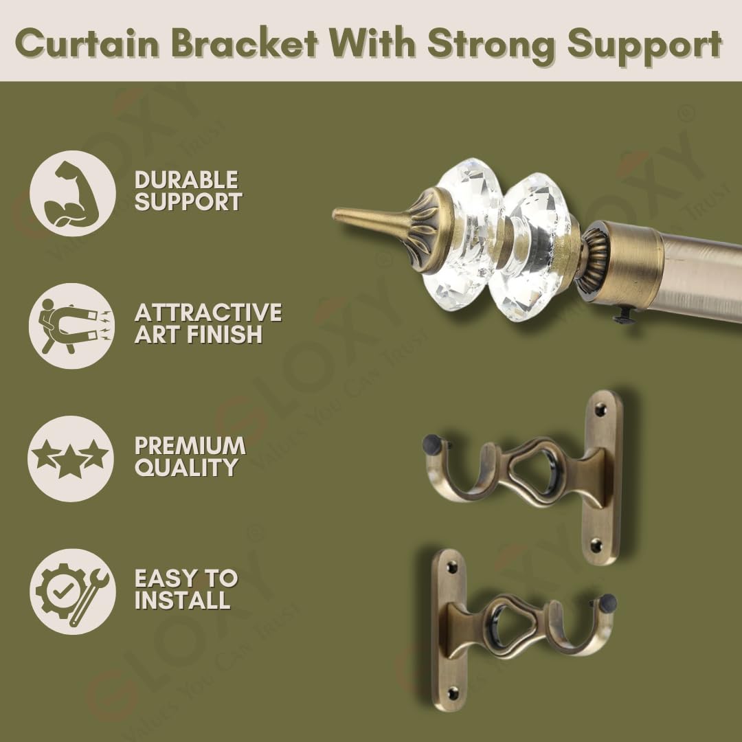 Double Diamond Aluminium Curtain Bracket with Cherry Support(Antique)-by GLOXY®