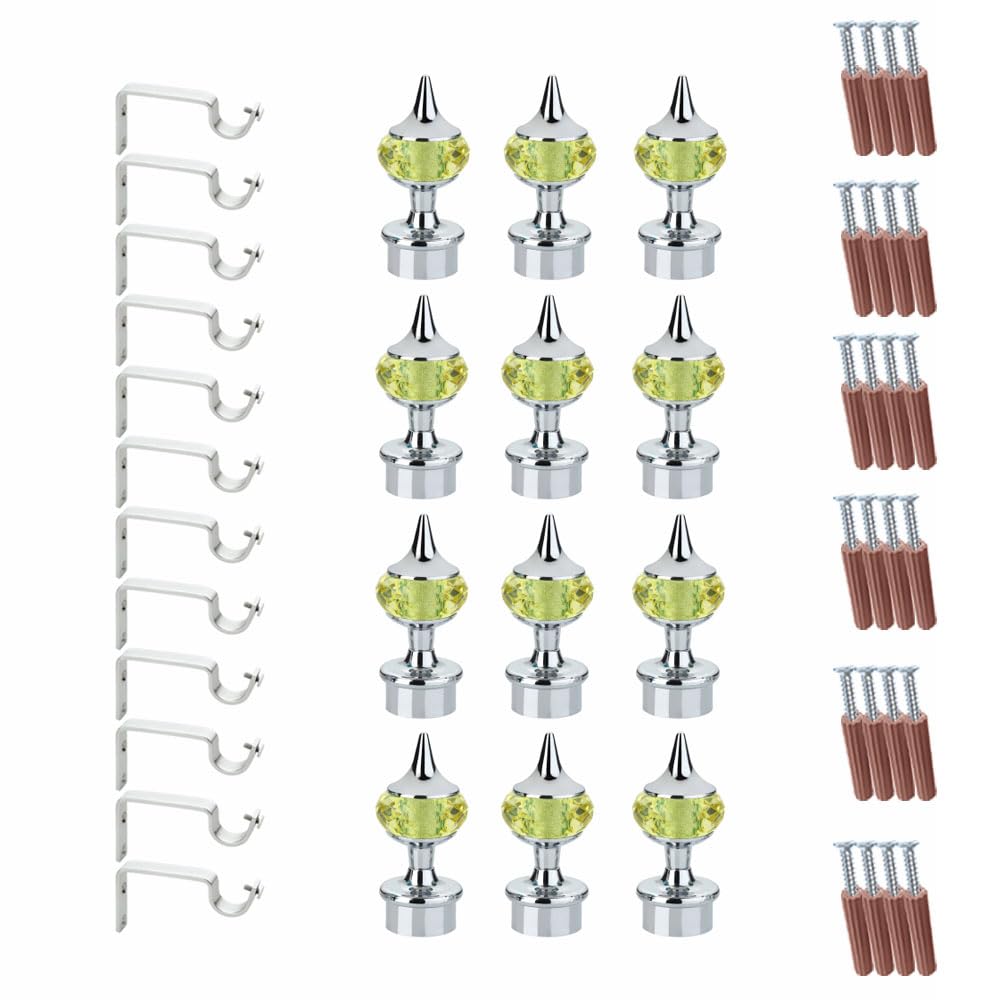 Single Diamond Aluminium Curtain Bracket with Support(Silver Mix Yellow)-by GLOXY®