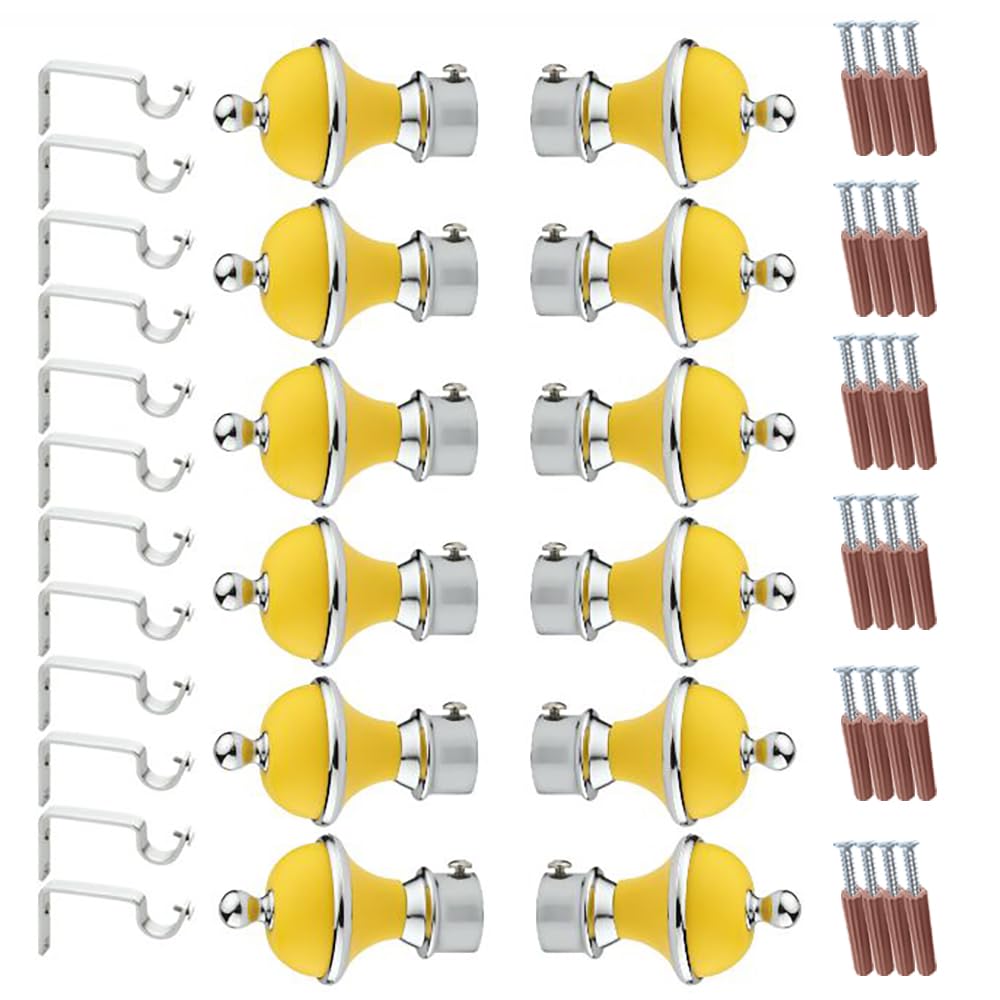 GLOXY Manjira Shape Stainless Steel & ABS Curtain Bracket Parda Holder with Support 1 Inch Rod Pocket Finials Designer Door and Window Rod Support Fittings, Curtain Rod Holder