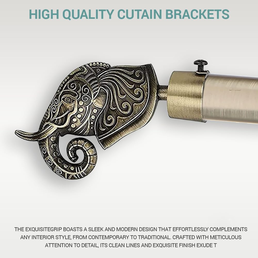 Rajwada Royal Aluminium Curtain Bracket with Support (Antique)-by GLOXY®