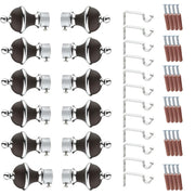 GLOXY Manjira Shape Stainless Steel & ABS Curtain Bracket Parda Holder with Support 1 Inch Rod Pocket Finials Designer Door and Window Rod Support Fittings, Curtain Rod Holder