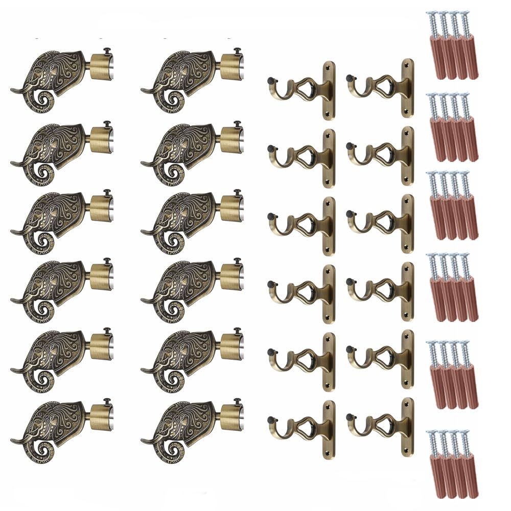 Rajwada Royal Aluminium Curtain Bracket with Double Rod Support (Antique)-by GLOXY®