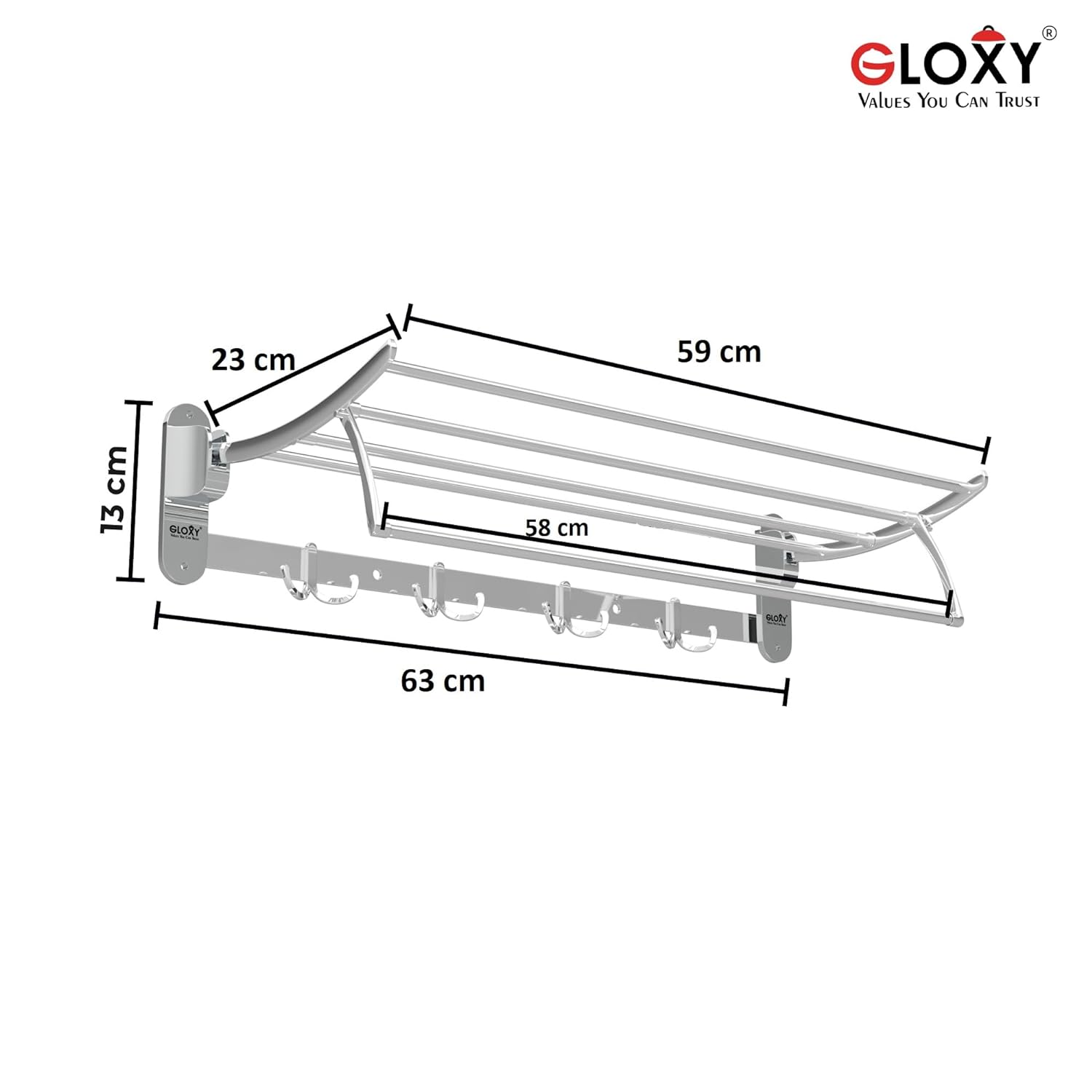 24 Inch Stainless Steel Folding Towel Racks for Bathroom- by GLOXY®