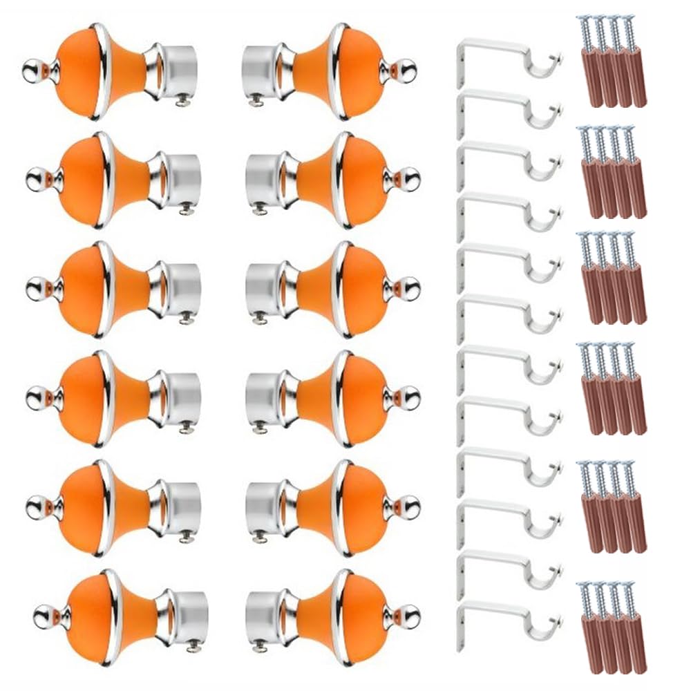 GLOXY Manjira Shape Stainless Steel & ABS Curtain Bracket Parda Holder with Support 1 Inch Rod Pocket Finials Designer Door and Window Rod Support Fittings, Curtain Rod Holder (Copy)