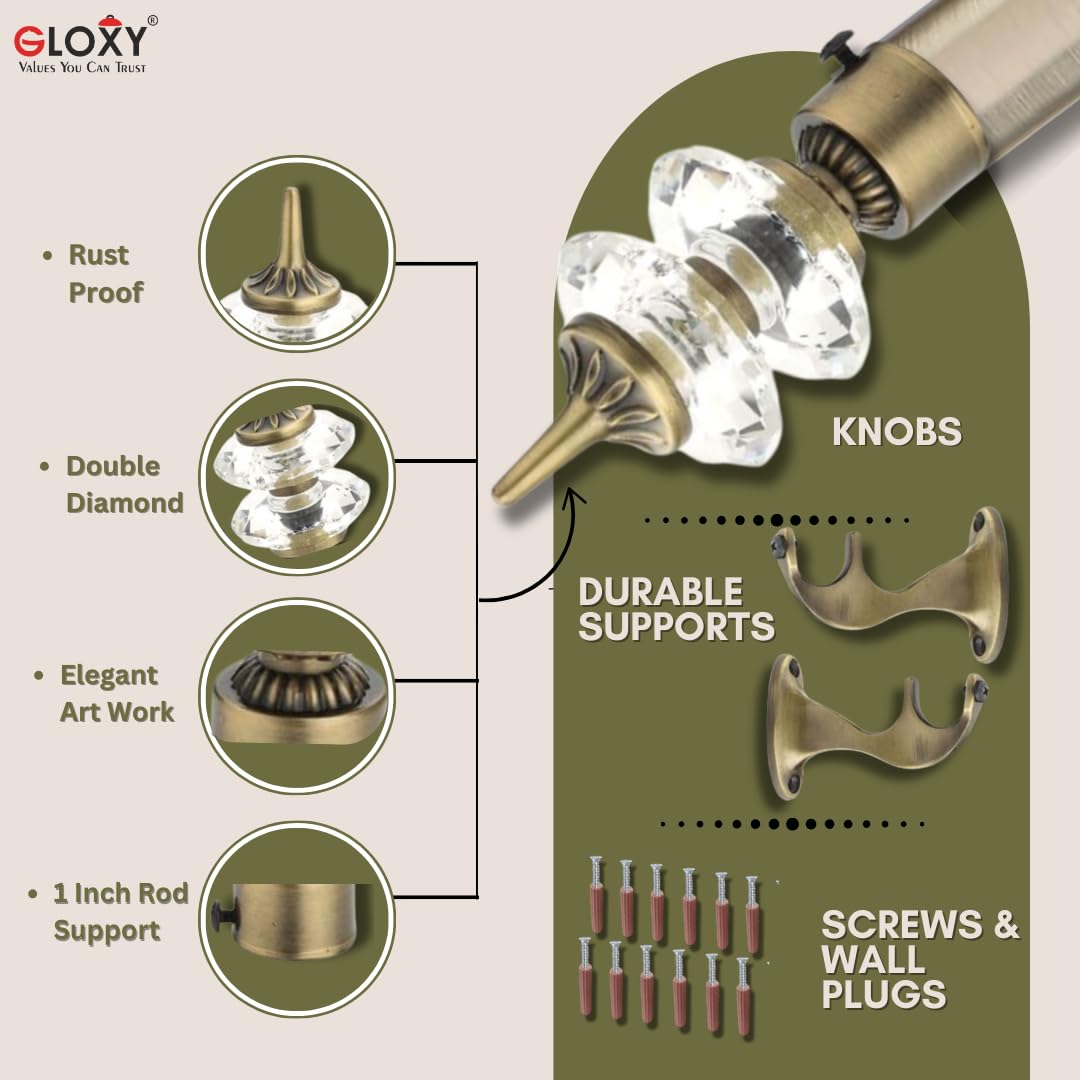 Double Diamond Aluminium Curtain Bracket with Talwar Support(Antique)-by GLOXY®