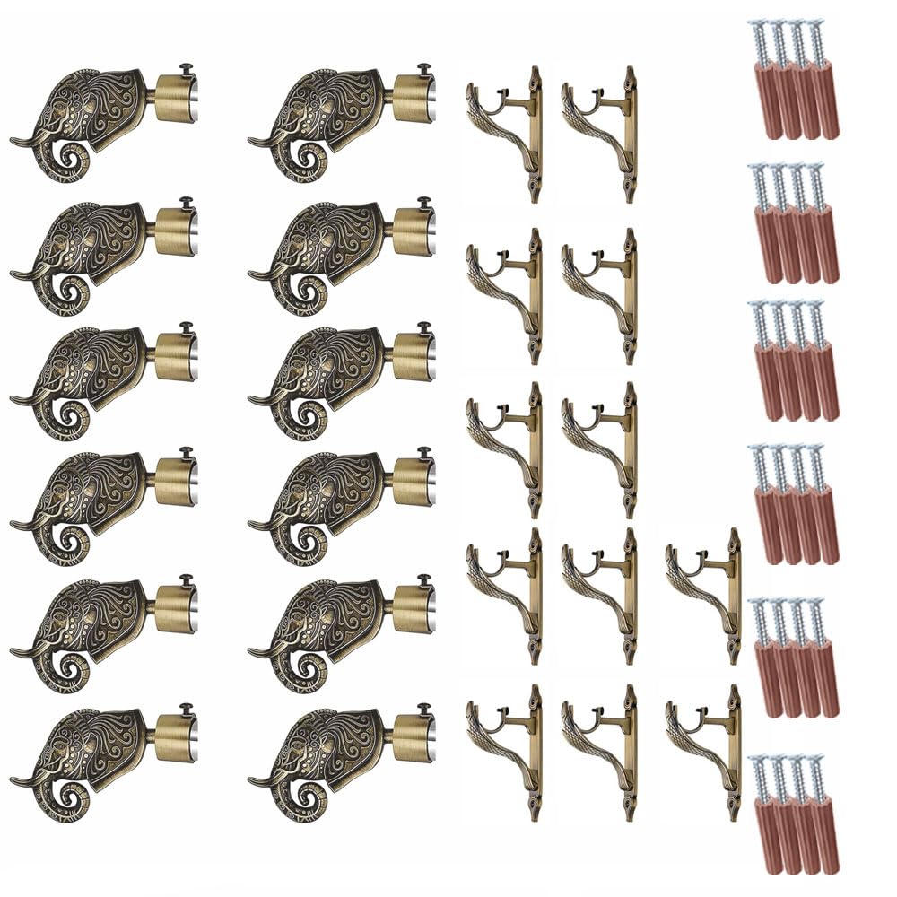 Rajwada Royal Aluminium Curtain Bracket with Cobra Support (Antique)-by GLOXY®