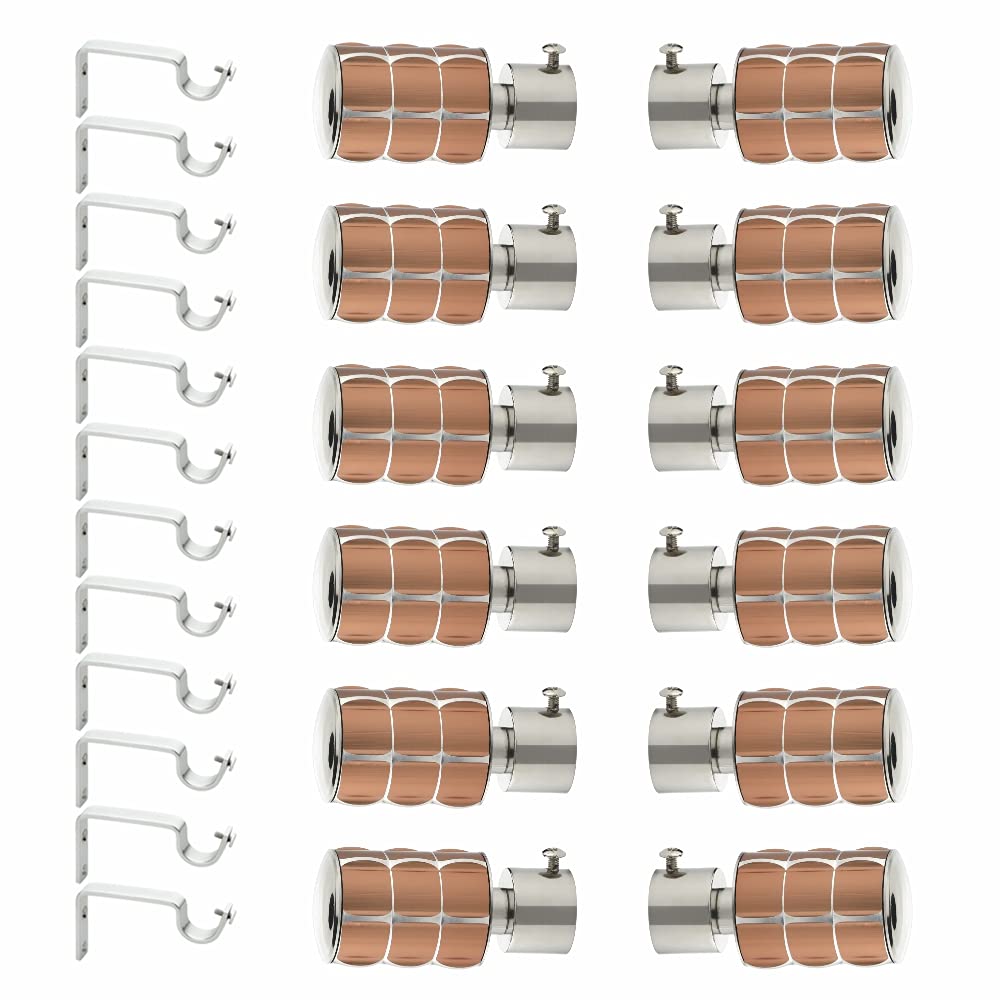 GLOXY ENTERPRISE Stainless Steel Curtain Bracket Parda Holder with Support 1 Inch Rod Pocket Finials Designer Door and Window Rod Support Fittings, Curtain Rod Holder