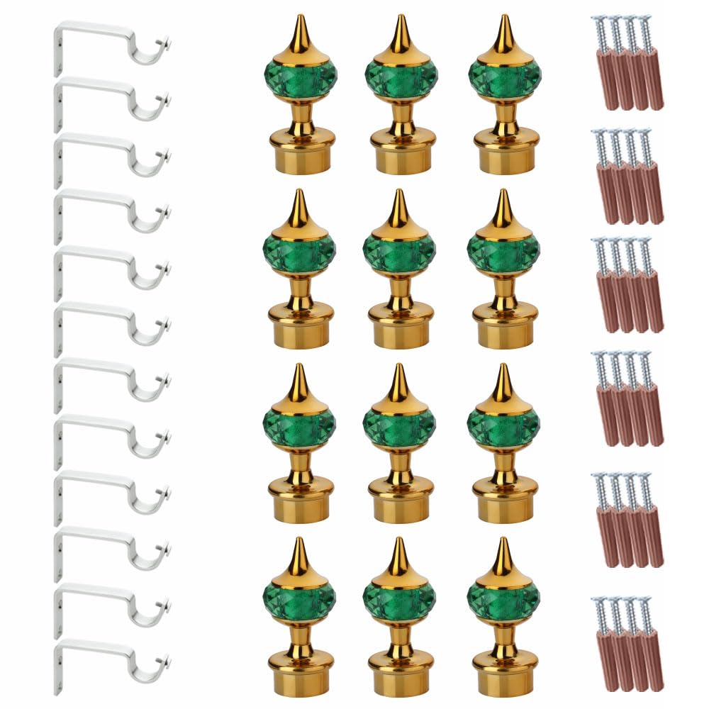 Single Diamond Aluminium Curtain Bracket with Support(Gold Mix Green)-by GLOXY®