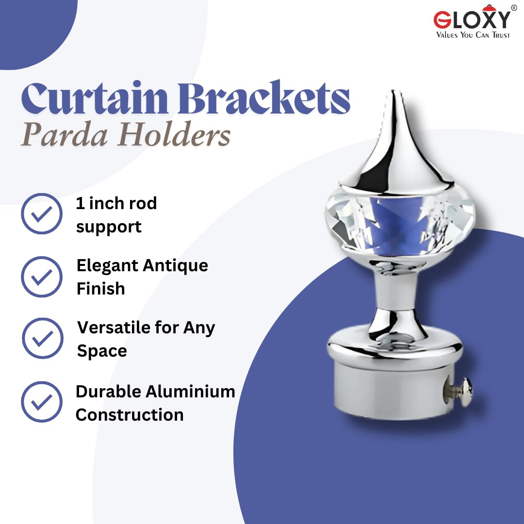 Single Diamond Aluminium Curtain Bracket with Talwar Support(Blue)-by GLOXY®