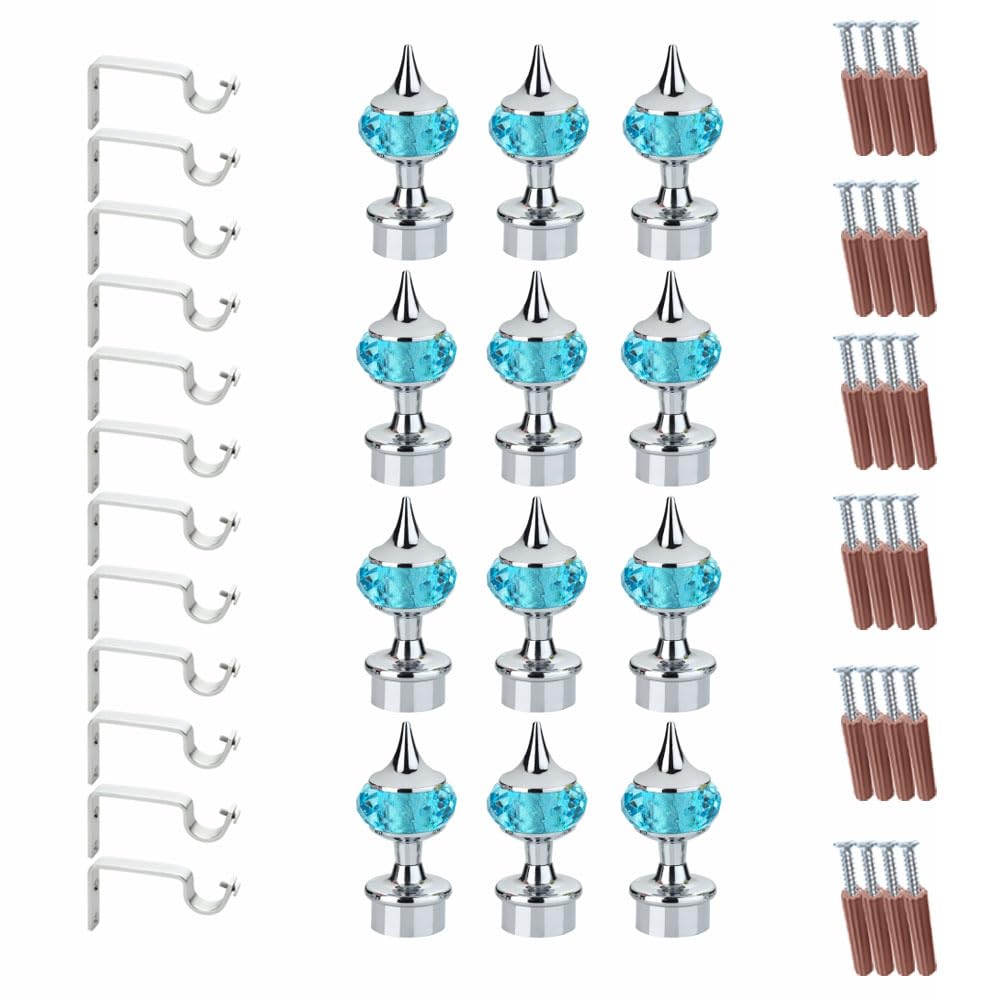 Single Diamond Aluminium Curtain Bracket with Support(Silver Mix Sky Blue)-by GLOXY®