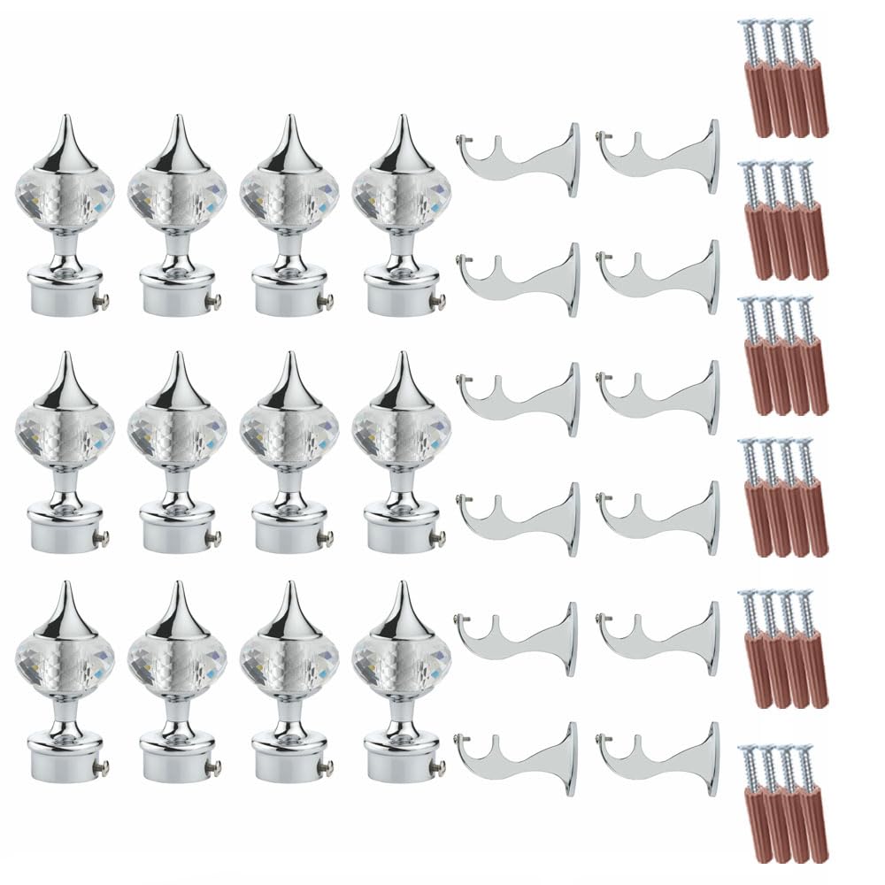 Single Diamond Aluminium Curtain Bracket with Talwar Support(Silver)-by GLOXY®