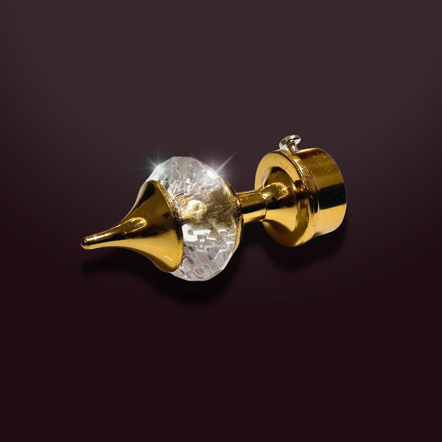 Gloxy Single Diamond Aluminium Curtain Rod Finials with Support– Gold