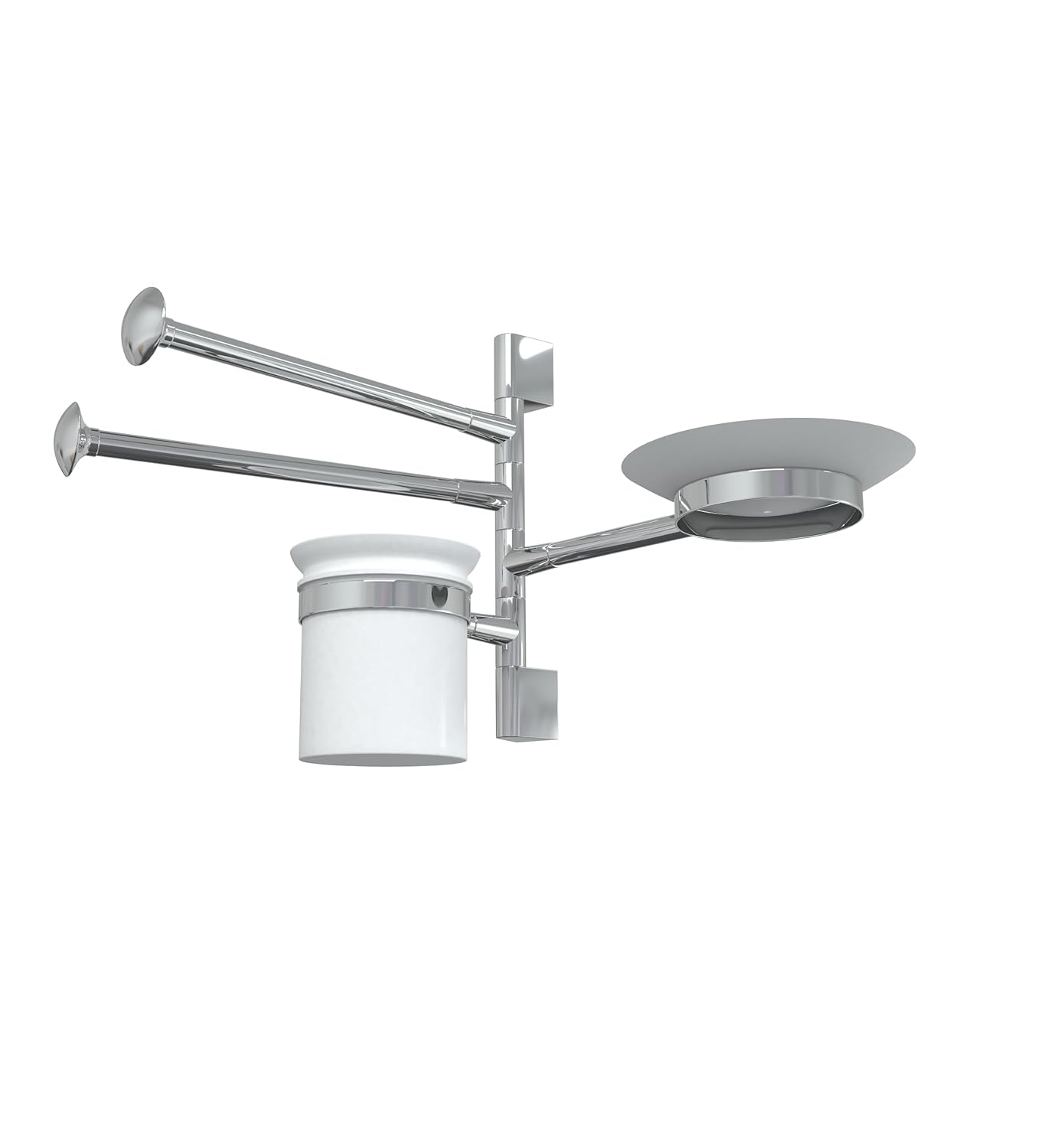 Gloxy Wall Mount Stainless Steel Chrome Finsih Adjustable Napkin Holder Arm With Tumbler Holder And Soap Dish