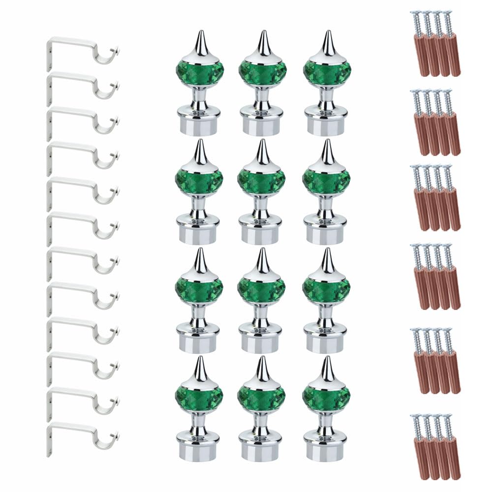 Single Diamond Aluminium Curtain Bracket with Support(Silver Mix Green)-by GLOXY®