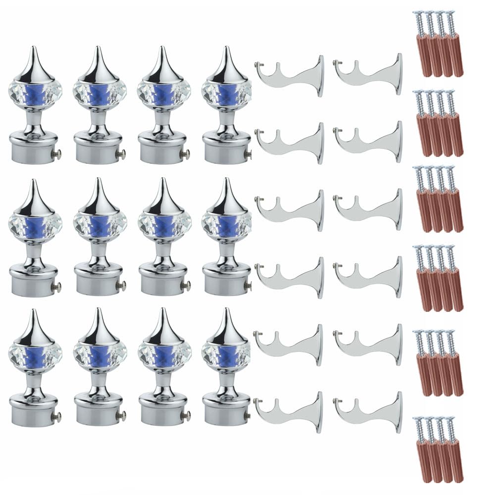 Single Diamond Aluminium Curtain Bracket with Talwar Support(Blue)-by GLOXY®