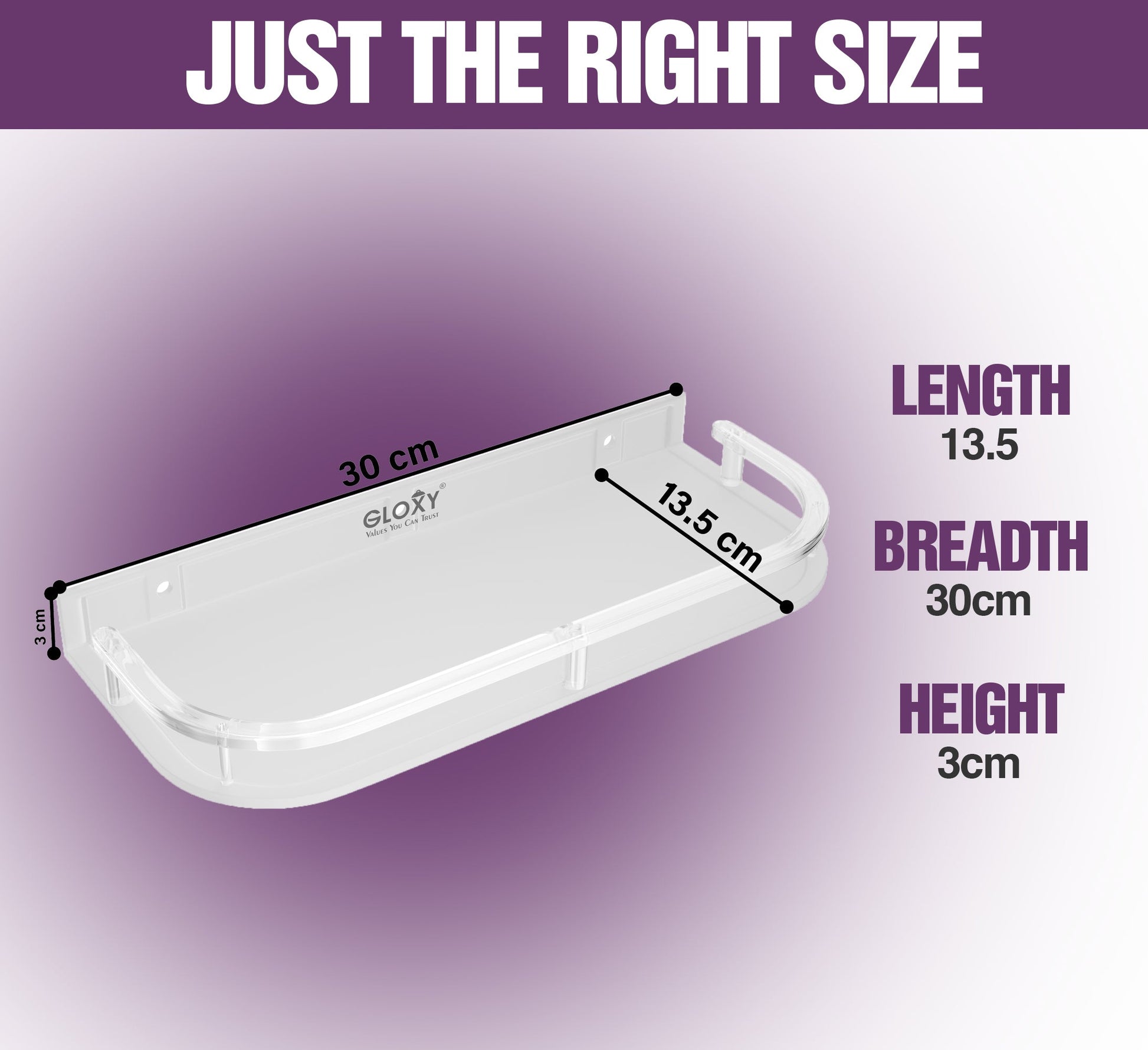 Unbreakable Transparent Wall Mount Acrylic Multipurpose Bathroom Corner Shelf