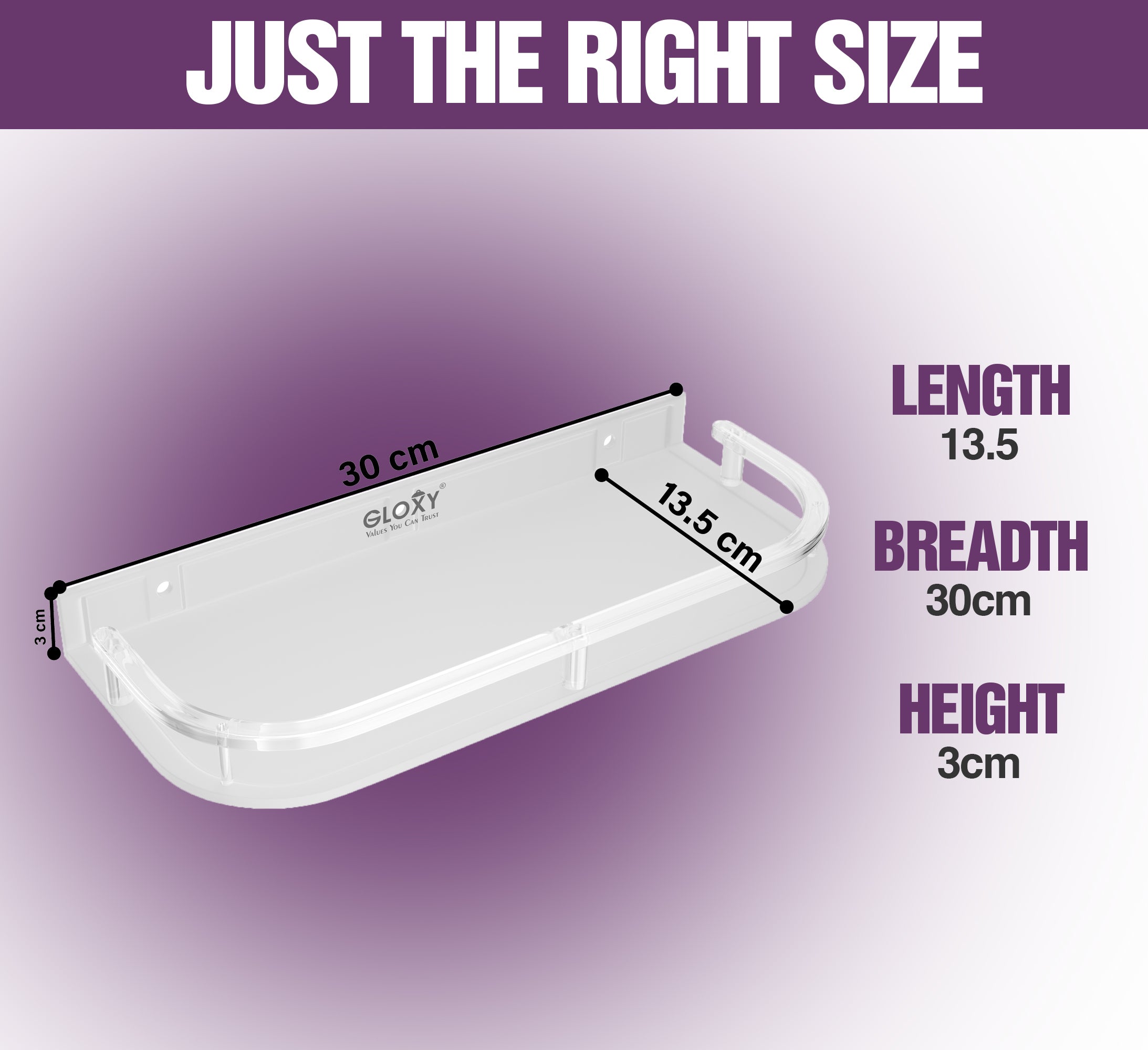 Unbreakable Transparent Wall Mount Acrylic Multipurpose Bathroom Corner Shelf