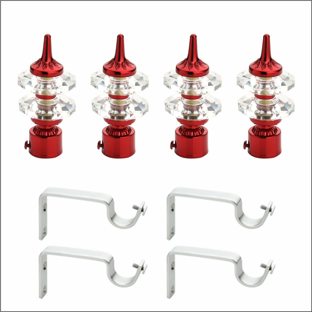 Double Diamond Aluminium Curtain Bracket with Support (Maroon)