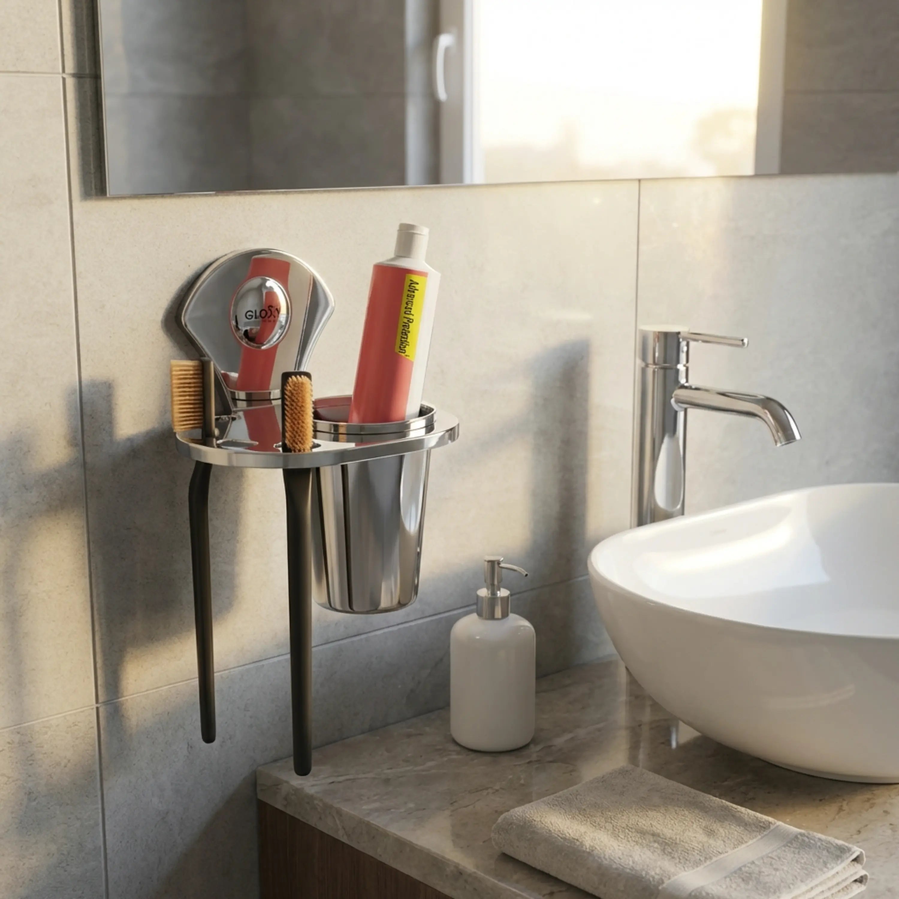 Gloxy Flower Shape Stainless Steel Chrome Finish Tumbler Holder