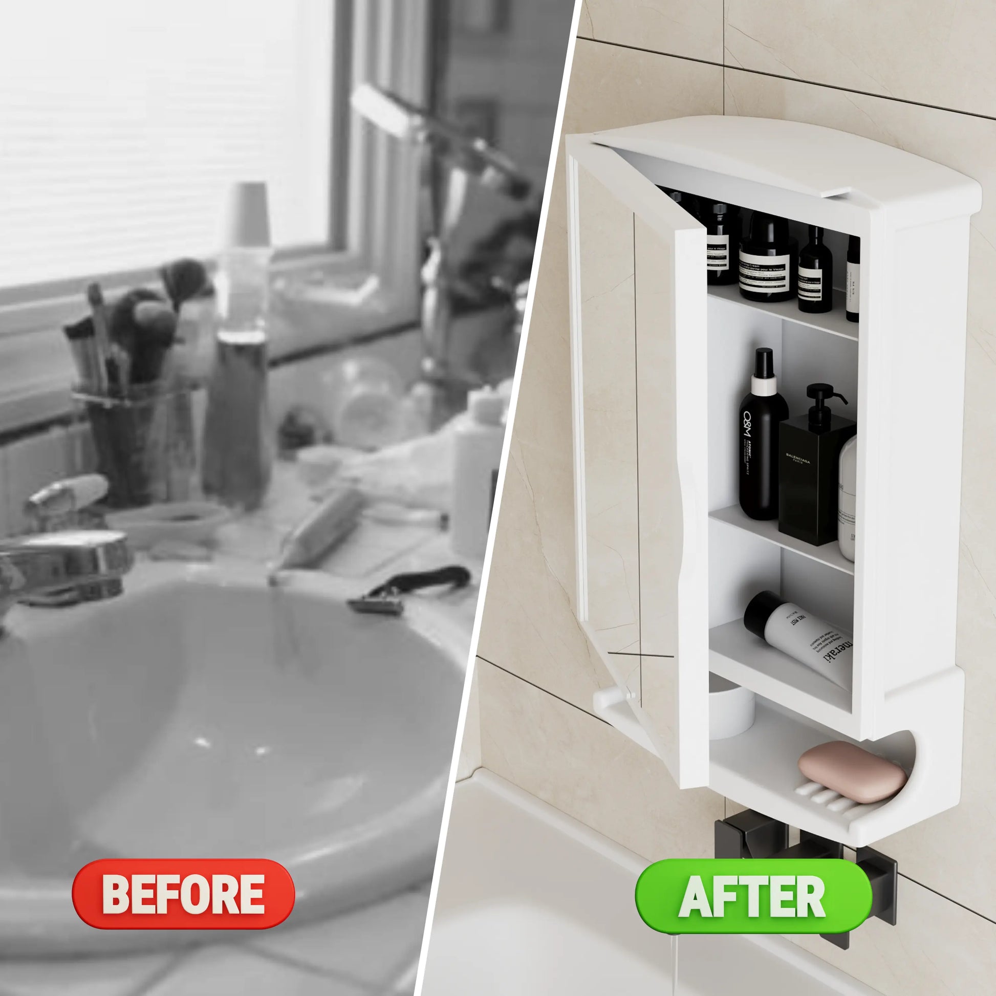 Gloxy Unbreakable Wall-Mounted ABS Bathroom Cabinet with Mirror– White