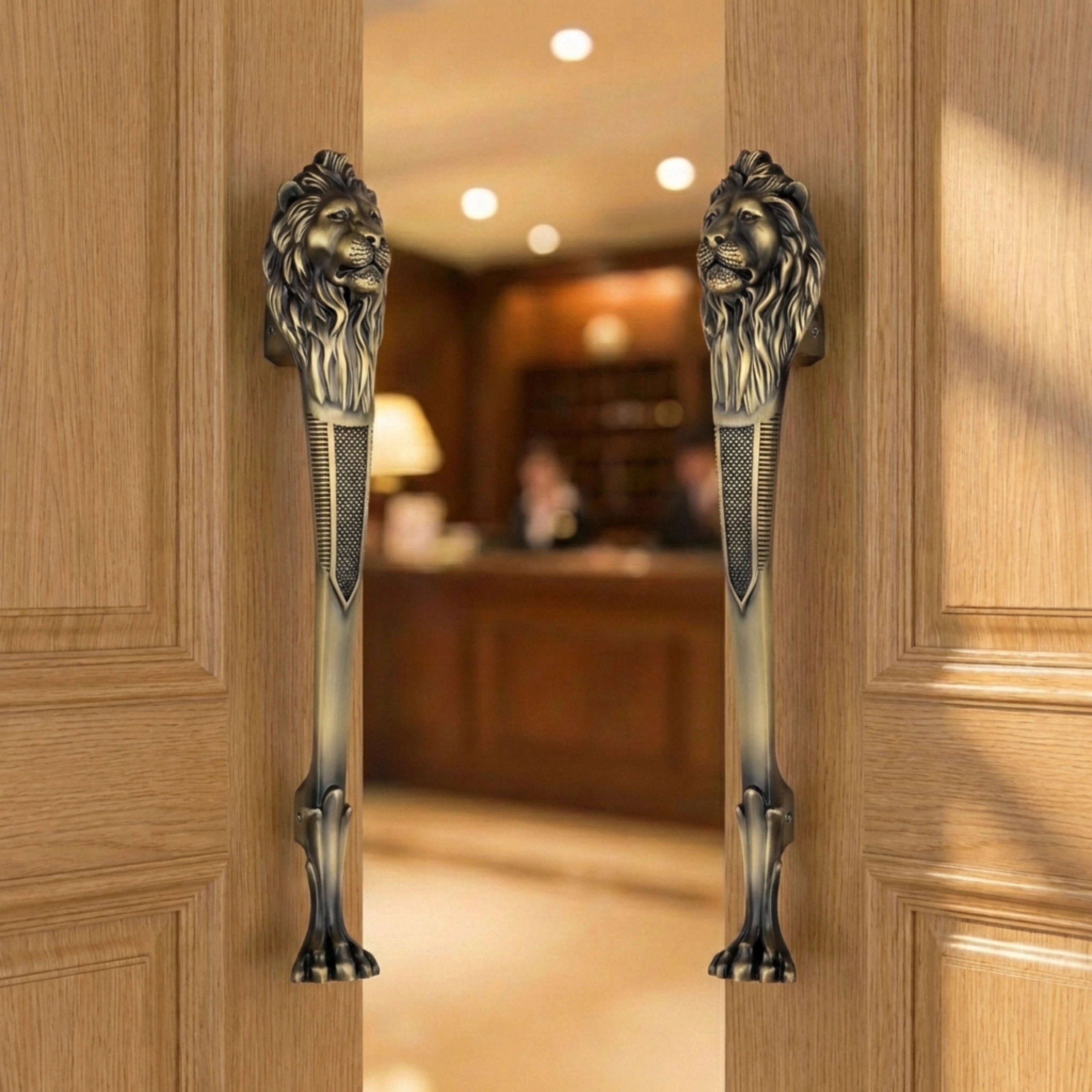 Gloxy Lion Shape Aluminium Antique Door Hardware 15 Inch -Antique Black