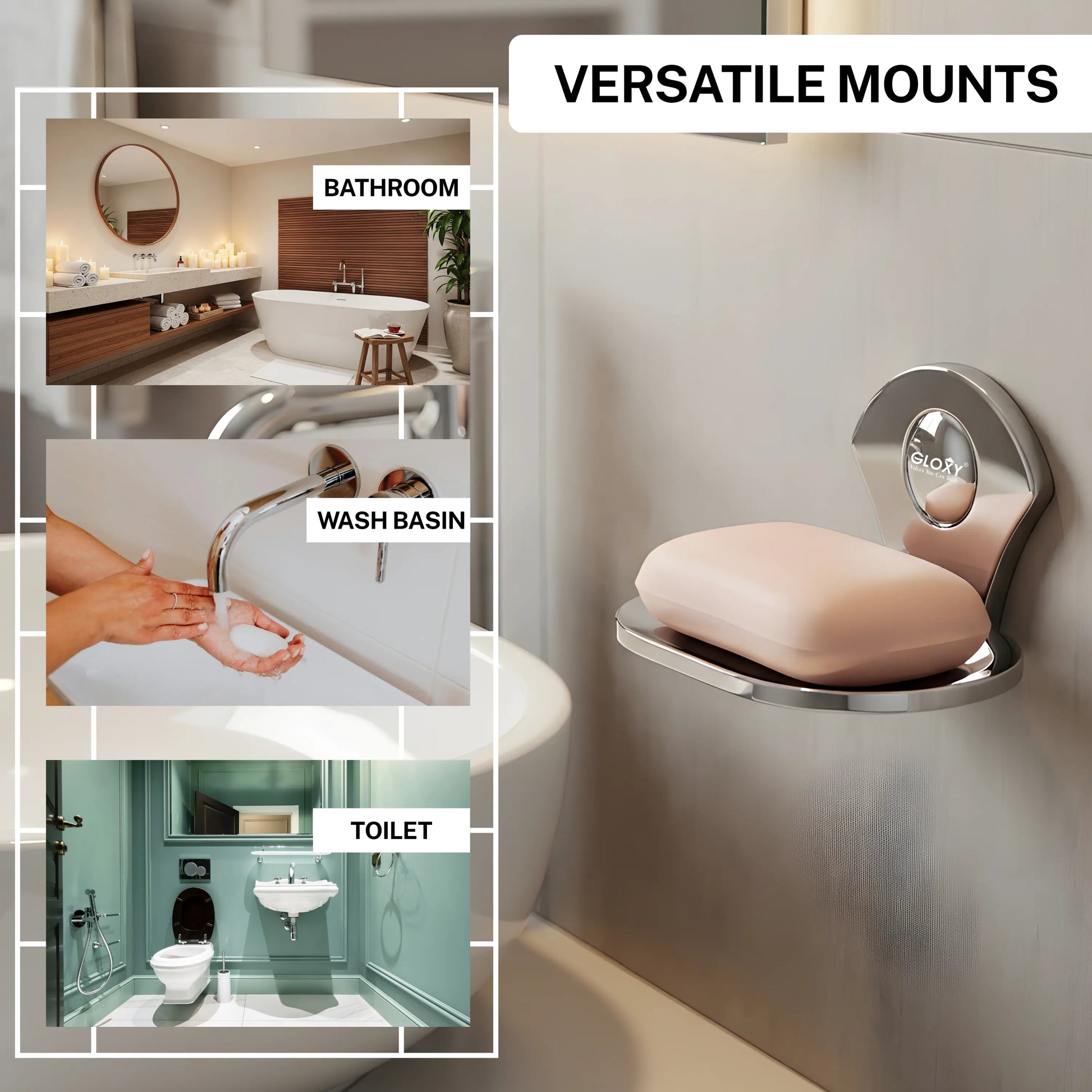Flower Stainless Steel Single Soap Holder-by GLOXY®
