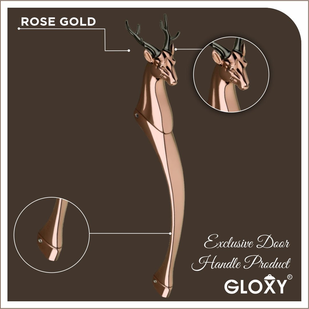 gloxy deer shape aluminium front door handle 8 inch rose gold