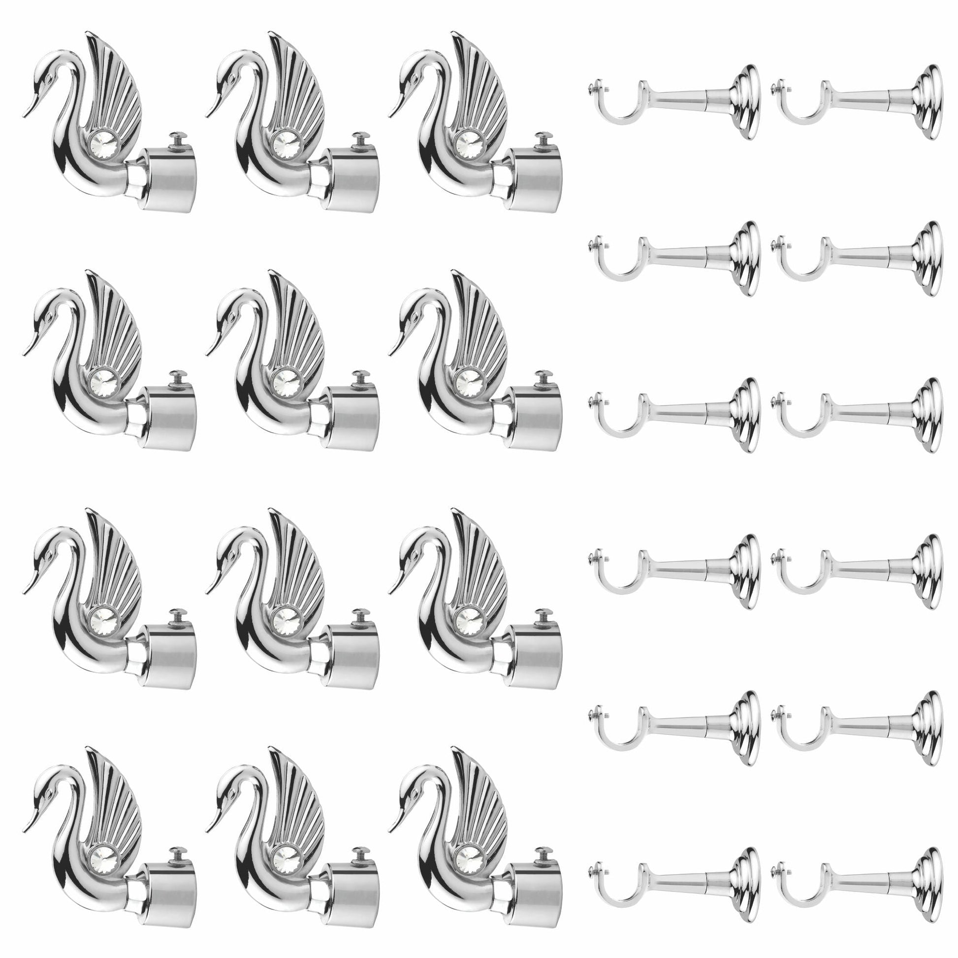 Swan Bird Shape Aluminium Curtain Bracket with L Support(Silver)-by GLOXY