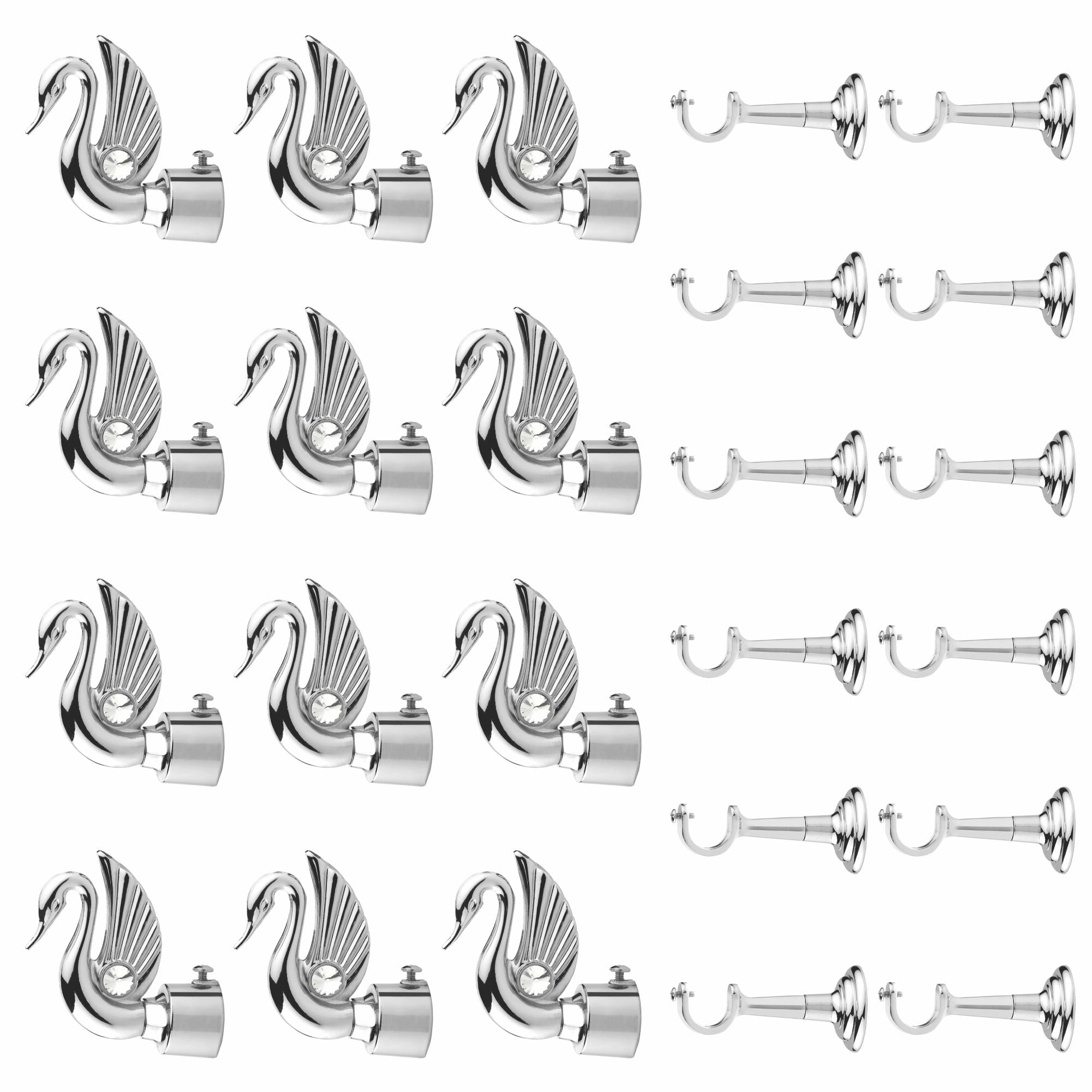 Swan Bird Shape Aluminium Curtain Bracket with L Support(Silver)-by GLOXY