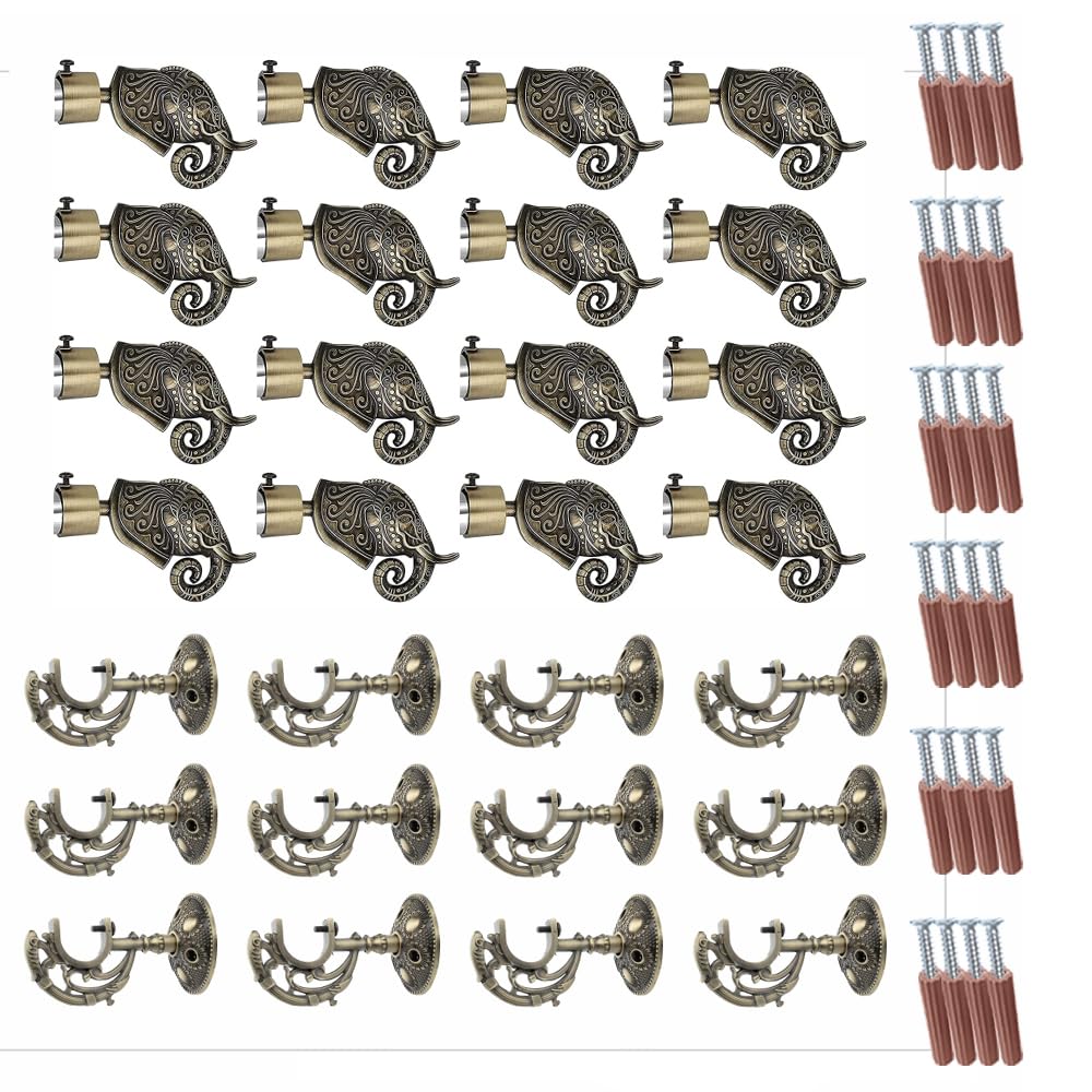 Rajwada Royal Aluminium Curtain Bracket with Support (Antique)-by GLOXY®