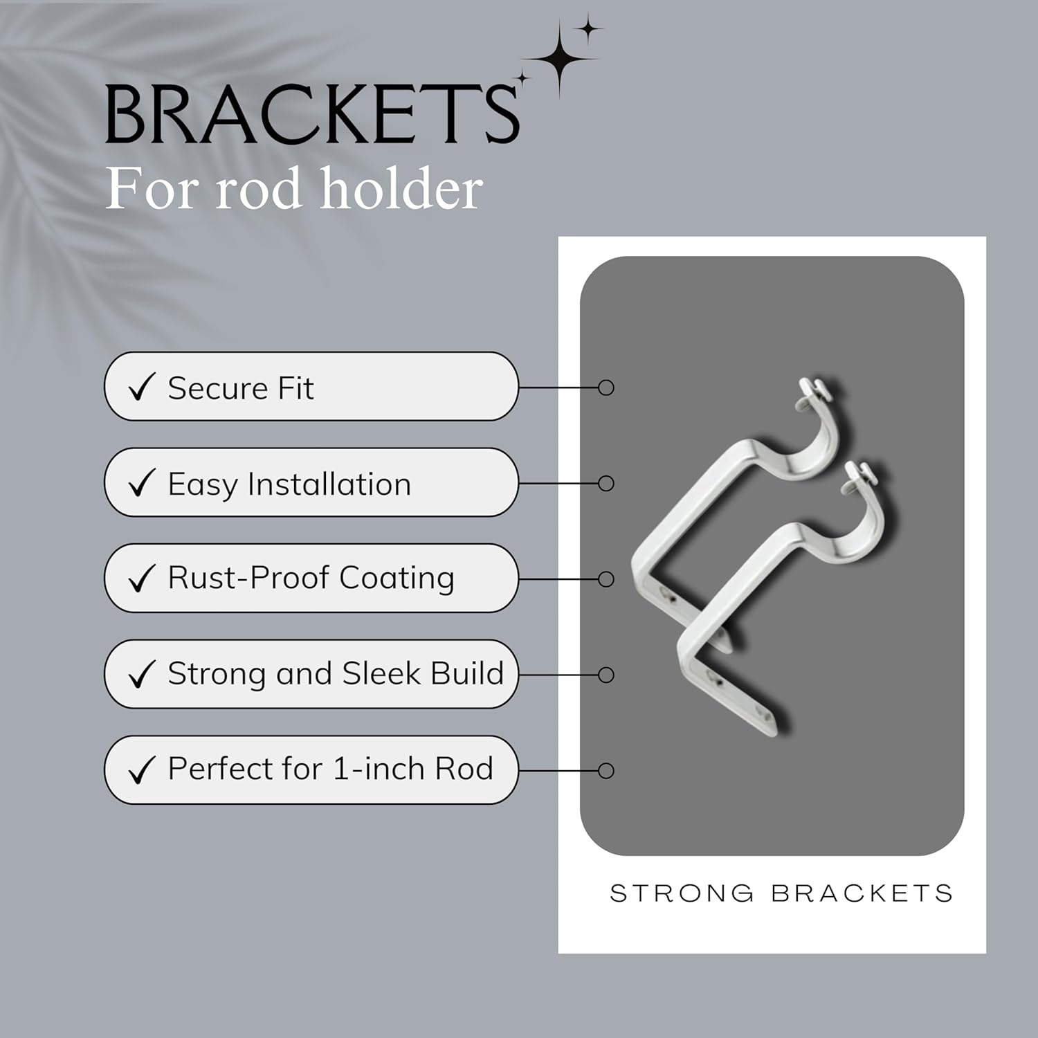 Aluminium Curtain Bracket with Support(Silver)-by GLOXY®