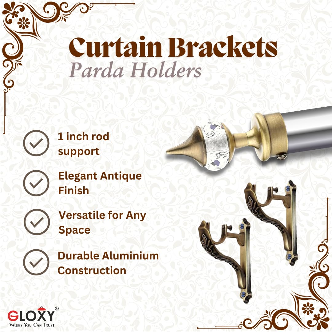 Single Diamond Aluminium Curtain Bracket with Cobra Support(Antique)-by GLOXY®