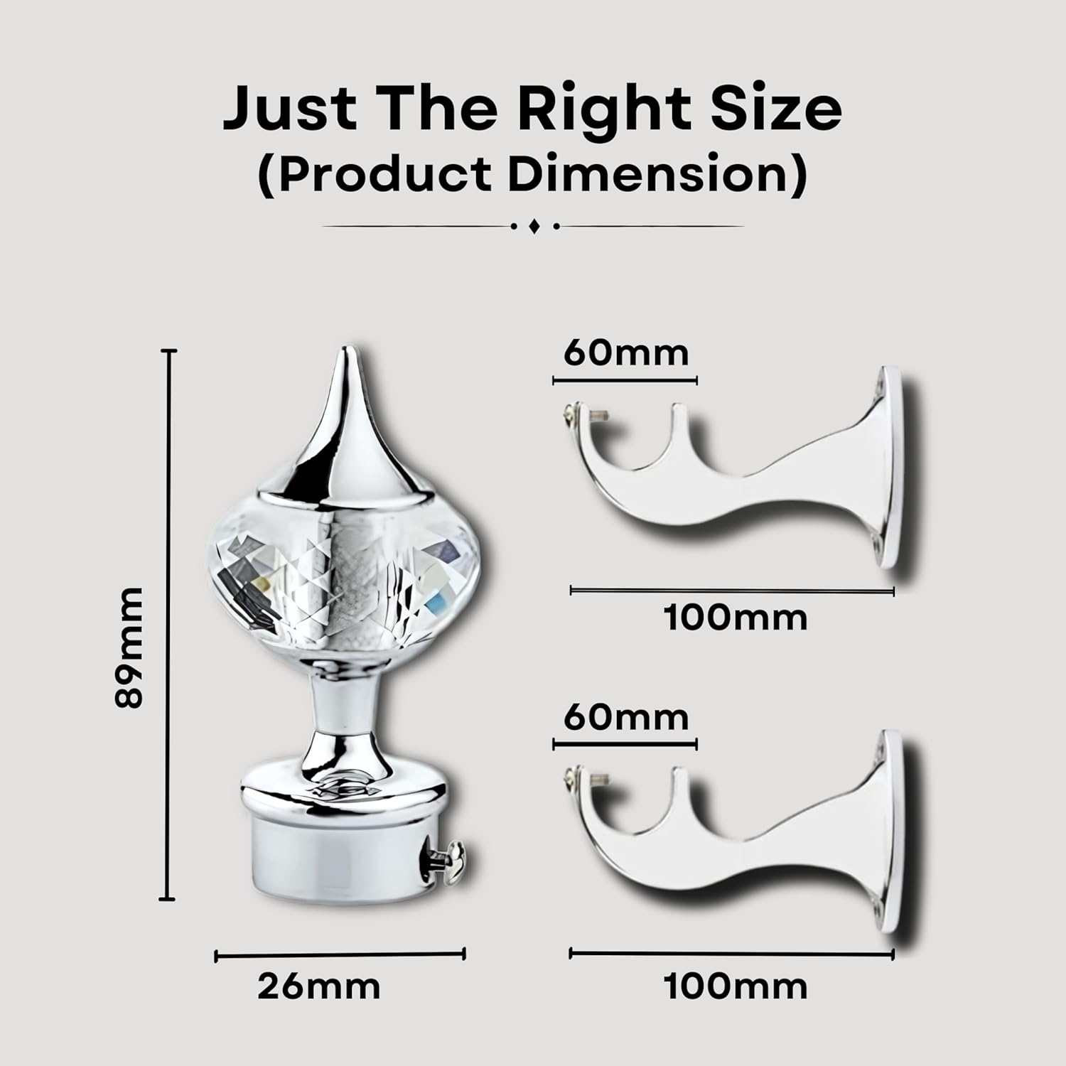 Single Diamond Aluminium Curtain Bracket with Talwar Support(Silver)-by GLOXY®