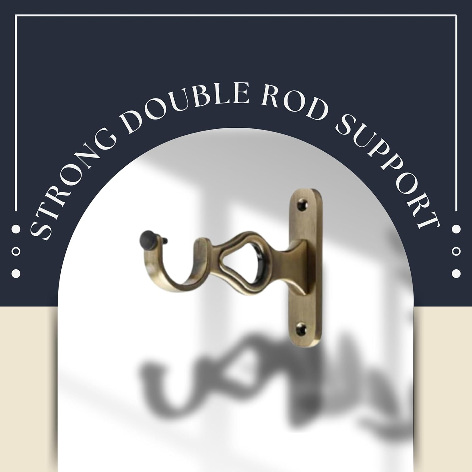 Rajwada Royal Aluminium Curtain Bracket with Double Rod Support (Antique)-by GLOXY®